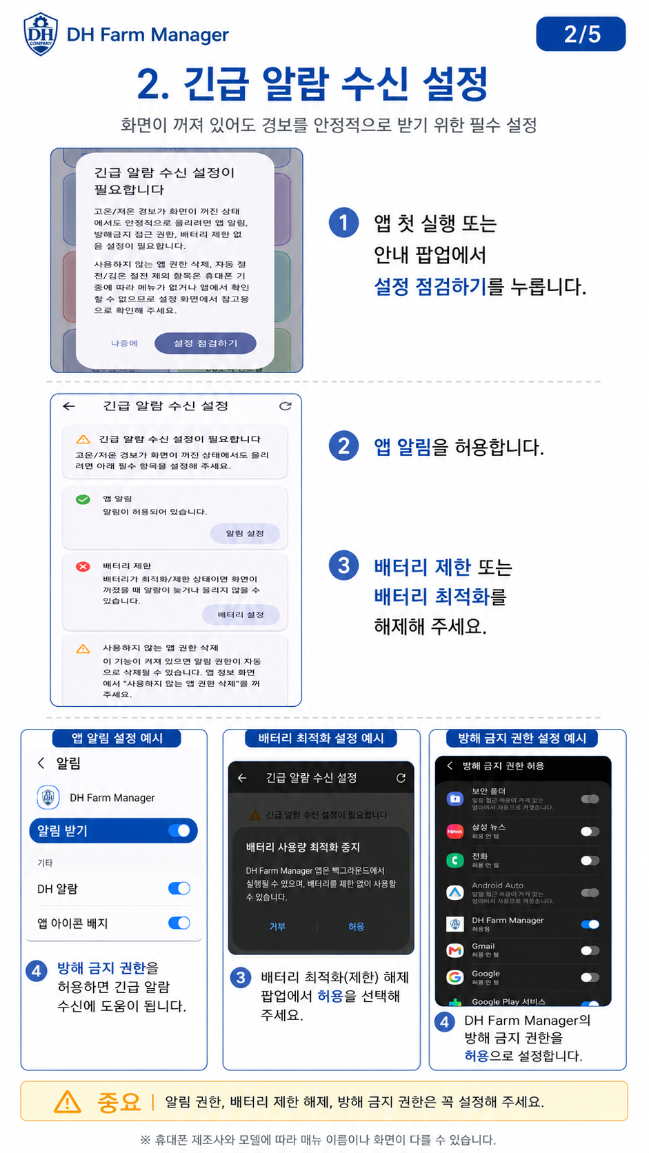 긴급 알람 수신 설정 안내 이미지